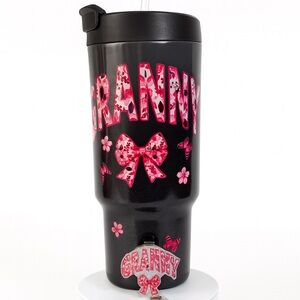 Black Travel Mug with Matching Badge Reel